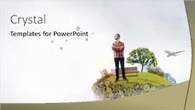  Presentation with green life - PPT theme consisting of green eco life background and a sky blue colored foreground