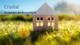  Presentation with green real estate - Presentation design featuring green-ecological-house-in-empty background and a light blue colored foreground