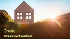  Presentation with green real estate - PPT layouts with green-ecological-house-in-empty background and a tawny brown colored foreground