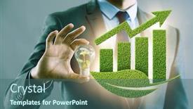  Presentation with economy - Cool new slide deck with green-economy-growth-concept backdrop and a ocean colored foreground