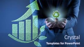  Presentation with economy - PPT layouts with green-economy-growth-concept background and a ocean colored foreground