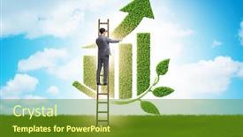  Presentation with economy - Colorful slide deck enhanced with green-economy-growth-concept backdrop and a tawny brown colored foreground