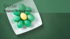  Presentation with green plate - Presentation featuring green-eggs-surrounding-yellow-egg background and a ocean colored foreground