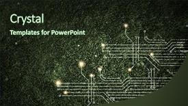  Presentation with green computing - Presentation design with green electric technology background and a  colored foreground