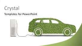  Presentation with electric vehicle - Presentation theme enhanced with green-electric-vehicle-plugged background and a  colored foreground