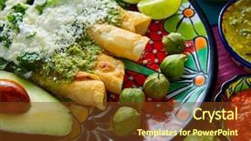  Presentation with mexican food - Beautiful theme featuring green enchiladas mexican food backdrop and a tawny brown colored foreground