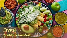  Presentation with mexican food - Presentation theme consisting of green enchiladas mexican food background and a tawny brown colored foreground