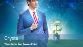  Presentation with green-energy - Slide deck having green energy anc ecology concept with businessman background and a ocean colored foreground