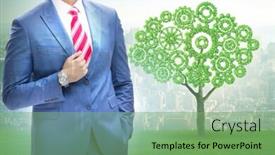  Presentation with green-energy - Cool new presentation design with green energy anc ecology concept with businessman backdrop and a seafoam green colored foreground