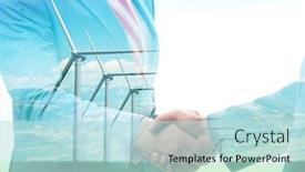  Presentation with green energy - Beautiful presentation featuring green energy anc ecology concept with businessman backdrop and a sky blue colored foreground