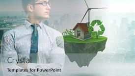  Presentation with green energy - Presentation consisting of green energy anc ecology concept with businessman background and a light gray colored foreground