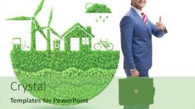  Presentation with green energy - Cool new slide set with green-energy-anc-ecology-concept backdrop and a seafoam green colored foreground