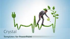  Presentation with green energy - PPT theme enhanced with green-energy-concept-with-businessman background and a sky blue colored foreground