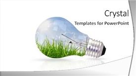  Presentation with light bulb - Slide deck consisting of green energy earth - light bulb with landscape inside background and a white colored foreground