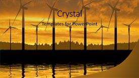  Presentation with wind turbines - Beautiful PPT theme featuring sunset over river in scotland in summer backdrop and a gray colored foreground