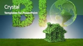  Presentation with green energy - Slide deck featuring green energy house concept - 3d background and a tawny brown colored foreground