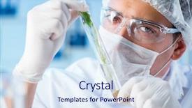  Presentation with biotechnology lab - Slide set featuring green engineering chemical - biotechnology concept with scientist background and a sky blue colored foreground