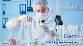  Presentation with biotechnology lab - Theme featuring green engineering chemical - biotechnology concept with scientist background and a light blue colored foreground