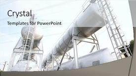  Presentation with engineering chemical - Presentation design with green engineering chemical - gas container background and a cool aqua colored foreground