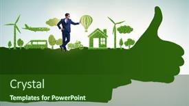  Presentation with environment - Presentation design having green-environment-concept-with-businessman background and a forest green colored foreground