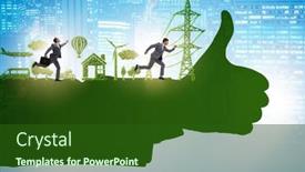  Presentation with environment - Presentation design having green-environment-concept-with-businessman background and a forest green colored foreground