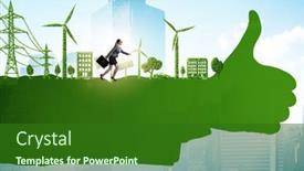  Presentation with environment - Slide deck enhanced with green-environment-concept-with-businesswoman background and a forest green colored foreground