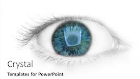  Presentation with white green - Cool new presentation theme with green-eye-isolated-on-white backdrop and a white colored foreground