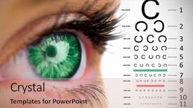  Presentation with eye - Presentation featuring green eye looking on female background and a  colored foreground