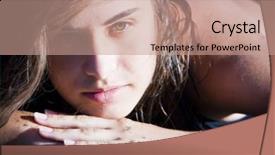  Presentation with green beauty - Beautiful theme featuring green eyed beauty laying over the sand backdrop and a coral colored foreground