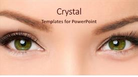  Presentation with almond - PPT theme featuring green eyes asian woman eyelashes background and a lemonade colored foreground