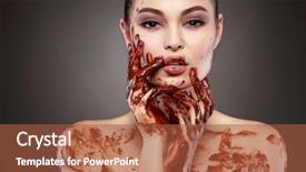  Presentation with molten - PPT theme having green eyes in a molten background and a red colored foreground