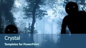  Presentation with monsters - Theme with green eyes in misty forest background and a ocean colored foreground