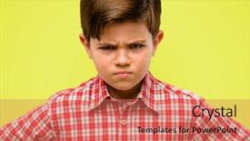  Presentation with angry child - Cool new slides with green eyes irritated and angry backdrop and a coral colored foreground