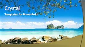 Presentation with green hotel - PPT layouts having green fantasy exotic beach background and a  colored foreground