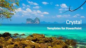  Presentation with green lagoon - Presentation with green fantasy jungle lagoon background and a  colored foreground