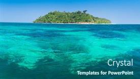  Presentation with nobody - Presentation design with green fantasy nature and nobody background and a ocean colored foreground