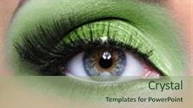 Presentation with green fashion - Presentation theme with green fashion make-up of woman eye - macro shot background and a mint green colored foreground