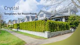  Presentation with privacy - Colorful slide set enhanced with green-fence-built-from-trees backdrop and a light blue colored foreground