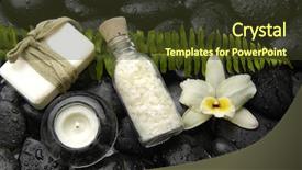  Presentation with fern - Colorful PPT layouts enhanced with green fern with white orchid and massage oil on wet stones background backdrop and a tawny brown colored foreground