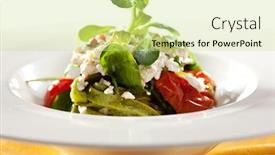  Presentation with spinach - Amazing slide set having green-fettucine-with-cheese-tomato backdrop and a soft green colored foreground