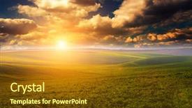  Presentation with beautiful green - Cool new presentation design with green field and beautiful sunset backdrop and a tawny brown colored foreground