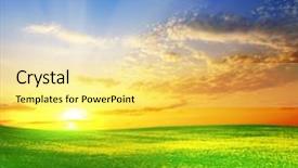  Presentation with beautiful green - Slide deck consisting of green field and beautiful sunset background and a yellow colored foreground