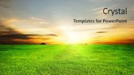  Presentation with beautiful green - Beautiful PPT theme featuring grassy landscape - green field and beautiful sunset backdrop and a lemonade colored foreground