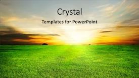  Presentation with rural india paddy field green - Presentation theme with grassy meadow - green field and beautiful sunset background and a tawny brown colored foreground