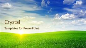  Presentation with beautiful green - Amazing PPT theme having green field and beautiful sunset backdrop and a soft green colored foreground