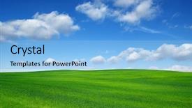  Presentation with blue and yellow green - Presentation featuring green field and blue sky background and a light blue colored foreground