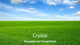  Presentation with subtle blue green - Amazing PPT theme having green field and blue sky backdrop and a  colored foreground