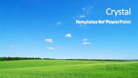  Presentation with subtle blue green - Presentation having green field and blue sky background and a teal colored foreground