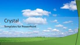  Presentation with blue green - PPT theme having green field and blue sky background and a  colored foreground
