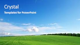  Presentation with blue green - Beautiful PPT theme featuring green field and blue sky backdrop and a teal colored foreground